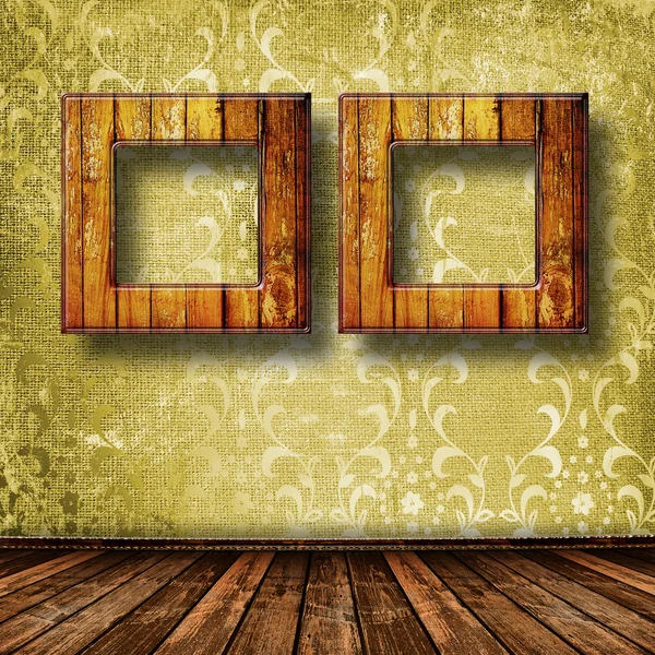 Staré grunge pokoj s dřevěnými rámy ve viktoriánském stylu — Stock fotografie