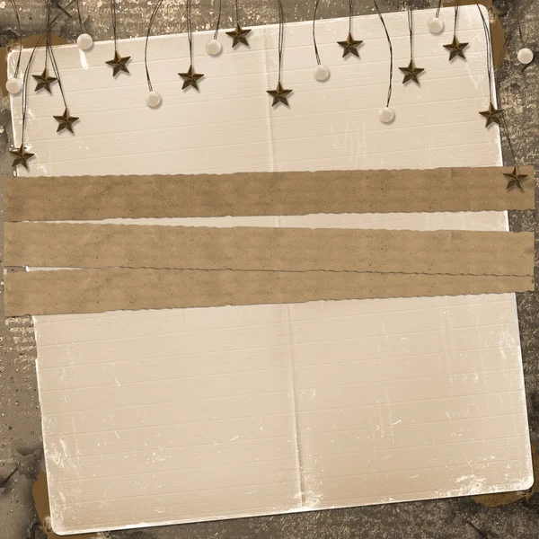 Grunge snímek od grunge papíry s korálky a hvězdy — Stock fotografie