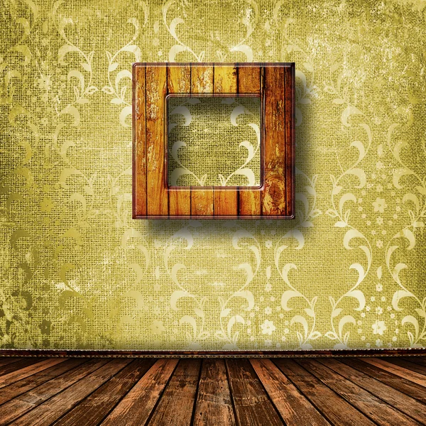 Vecchia sala grunge con cornici in legno in stile vittoriano — Foto Stock