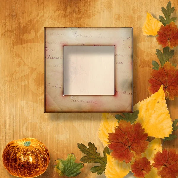 Grunge papers design in scrapbooking style with pumpkin — Stock Photo, Image