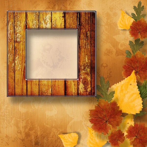Diseño de papeles grunge en estilo scrapbooking con marco y otoño — Foto de Stock