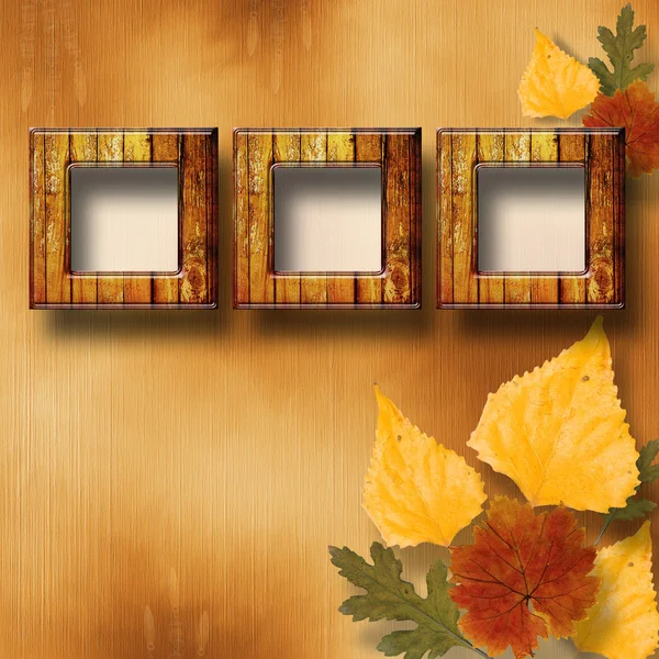 Grunge papieren ontwerp in scrapbooking stijl met frame en herfst — Stockfoto