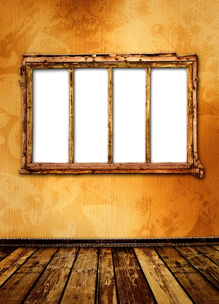 Vieja ventana en la pared antigua con clavo de metal — Foto de Stock