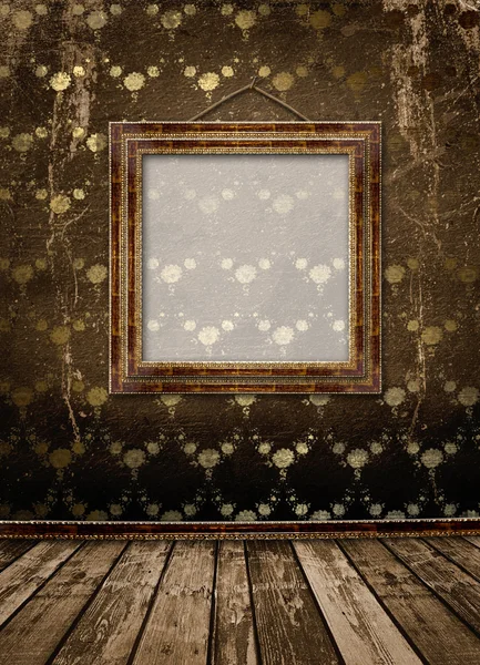Παλιά χρυσό καρέ βικτοριανό ύφος στον τοίχο στο δωμάτιο — 图库照片
