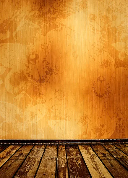 Old room with worn wallpaper and former beauty — Stock Photo, Image