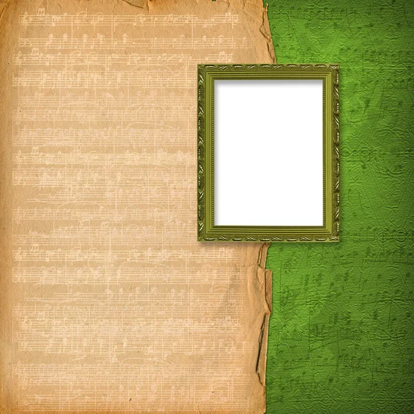 Grunge wooden frames on the abstract musical background — Stock Photo, Image