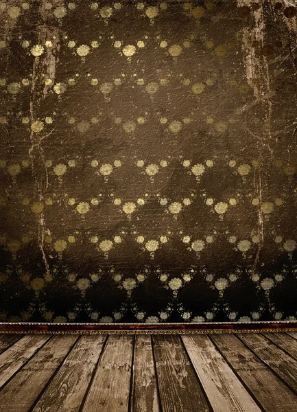 Molduras de ouro velho estilo vitoriano na parede na sala — Fotografia de Stock