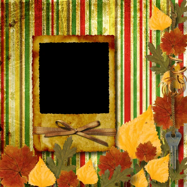 Diseño de papeles grunge en estilo scrapbooking con marco y otoño —  Fotos de Stock