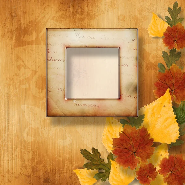 Grunge papieren ontwerp in scrapbooking stijl met frame en herfst — Stockfoto