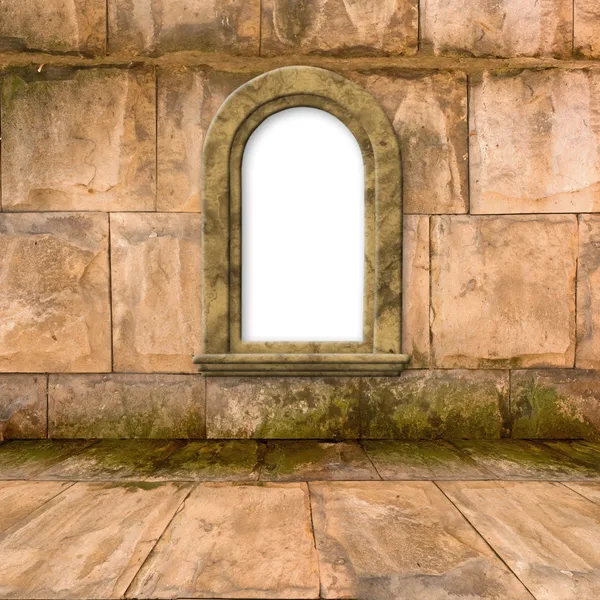 Den gamla sten rum med fönster i viktoriansk stil — Stockfoto