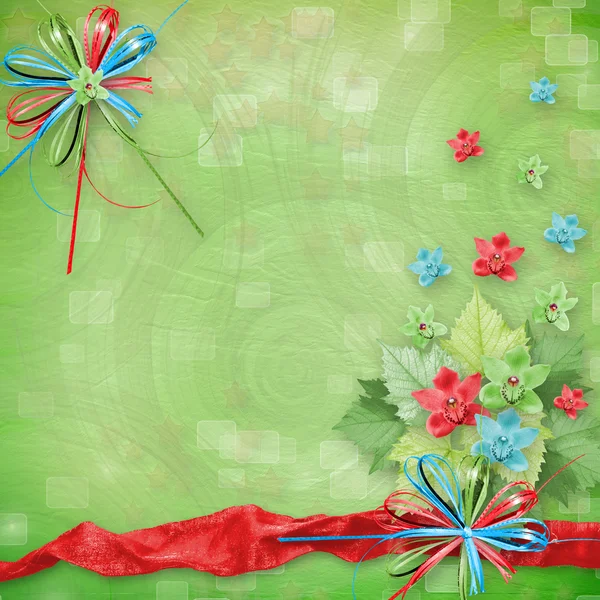 招待状や蘭の束とお祝いカード — ストック写真