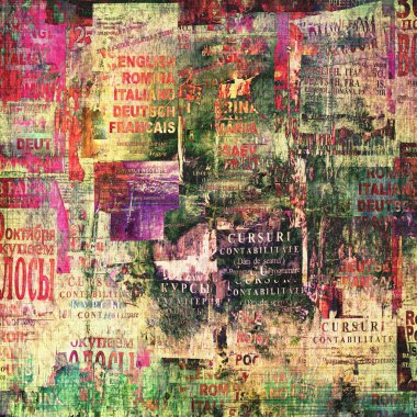 Grunge abstract background with old torn posters clipart