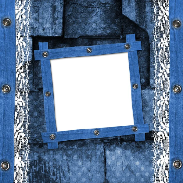 Abstraktní pozadí modré džíny s nýt pro design — Stock fotografie