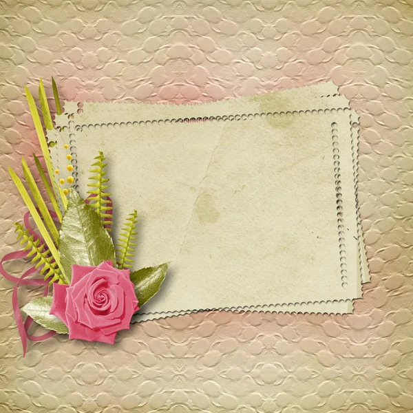 Κάρτα για συγχαρητήρια ή πρόσκληση με ροζ τριαντάφυλλα — Φωτογραφία Αρχείου