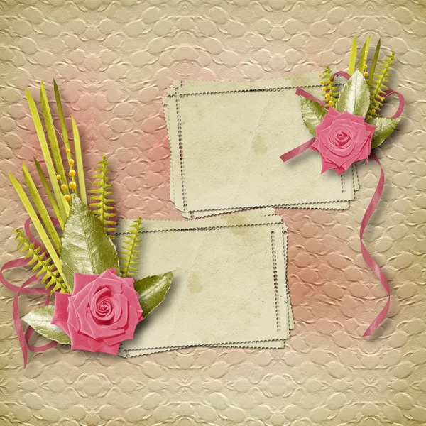 Tarjeta de felicitación o invitación con rosas rosadas — Foto de Stock