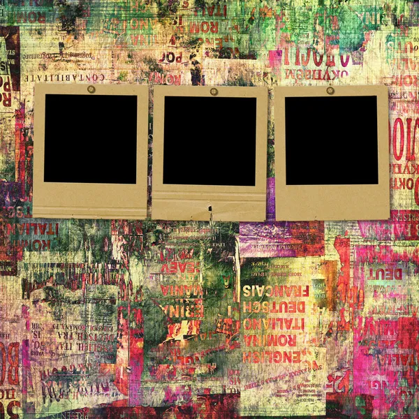 Diapositivas de papel con viejos carteles rotos en el grunge abstracto backgr —  Fotos de Stock