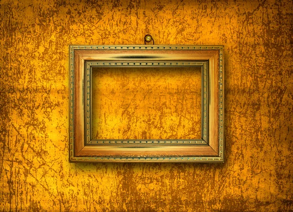 Grunge interiér s rámem v barokním stylu — Stock fotografie