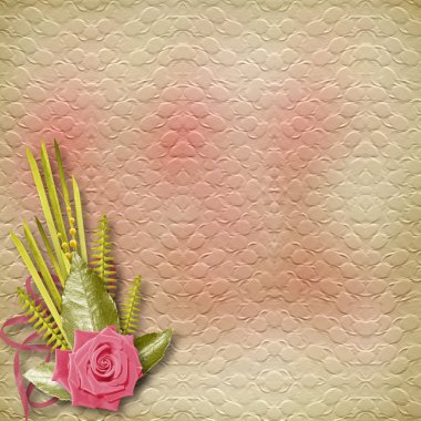 Card for congratulation or invitation with pink roses clipart