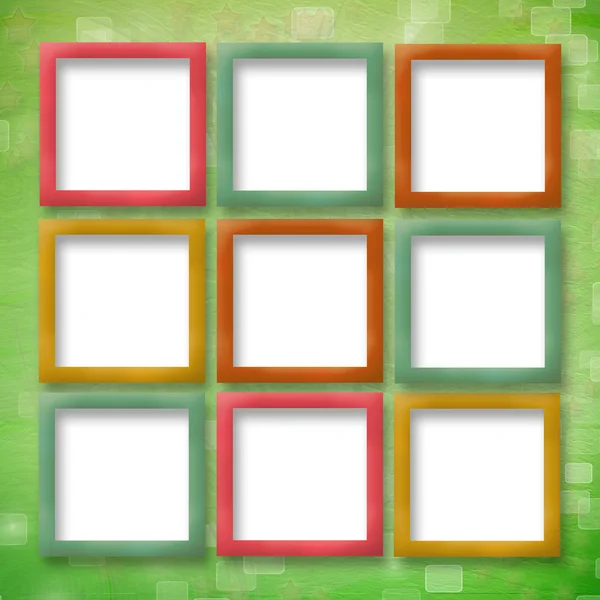 Multicoloured backdrop for greetings or invitations with frames — Stock Photo, Image