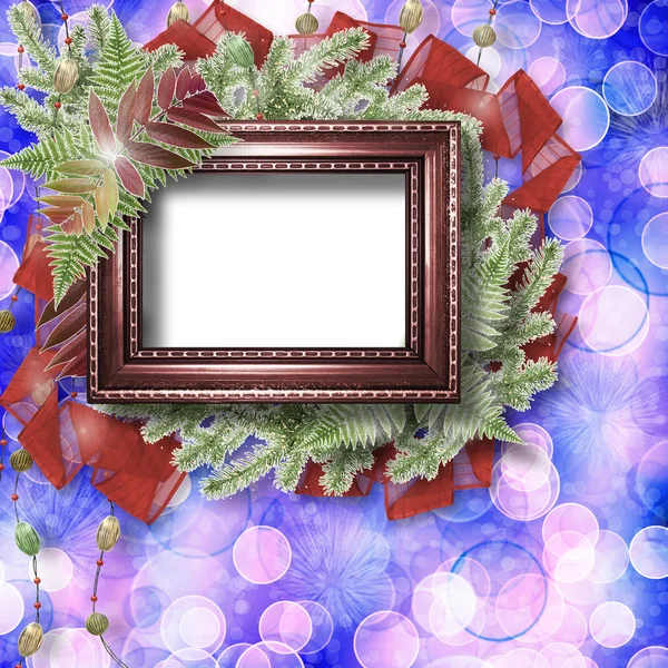 Kort för gratulationen med julgran och stjärnor — Stockfoto