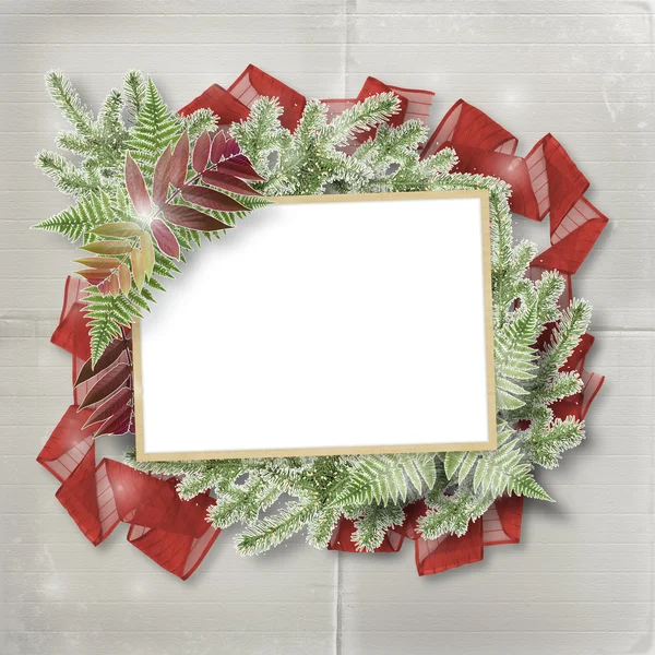 Cartão Congratulação Com Árvore Natal Estrelas — Fotografia de Stock