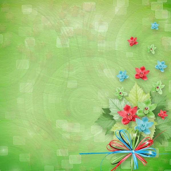 Glückwunschkarte Mit Weihnachtsbaum Und Sternen — Stockfoto