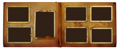 Vintage photoalbum for photos on white isolated background clipart