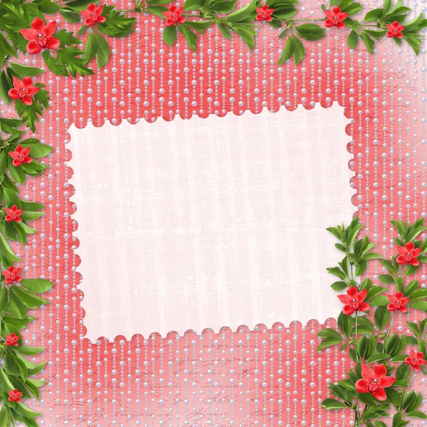 초대 또는 붉은 난초와 축 하 카드 — 스톡 사진