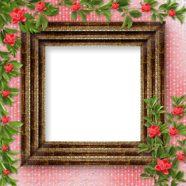 招待状または赤い蘭のお祝いカード — ストック写真