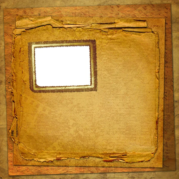古代の紙の背景に古いグランジ フレーム — ストック写真