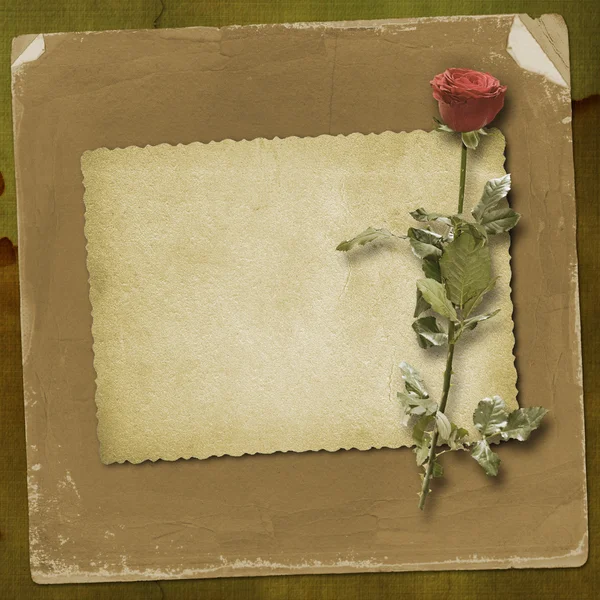 Cartão de parabéns ou convite com corações vermelhos e ro vermelho — Fotografia de Stock