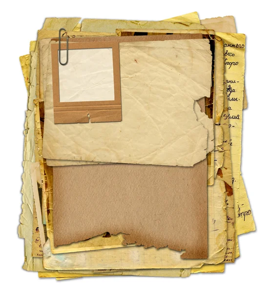 Stare archiwum z listów, zdjęć na biały na białym tle troska — Zdjęcie stockowe