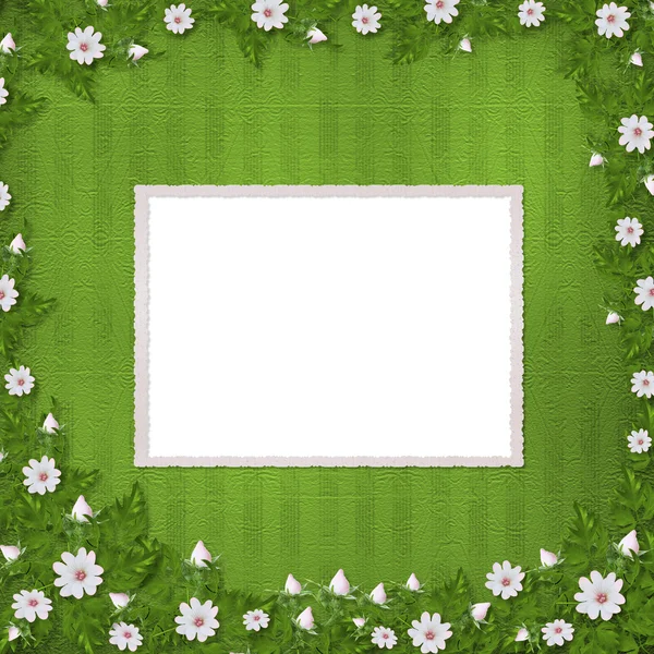 Grunge papel no estilo scrapbooking com cacho de flores — Fotografia de Stock