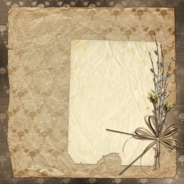 Vintage album with bunch of willow and bow clipart