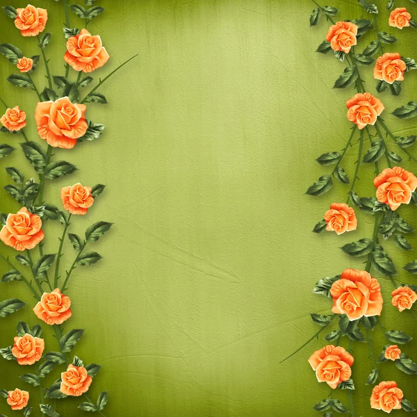 Grunge paper for congratulation with painting rose — Φωτογραφία Αρχείου