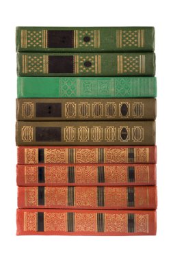 Old antique books on the white isolated background clipart