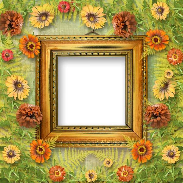 Grunge ram för interiör med massa blommor — Stockfoto