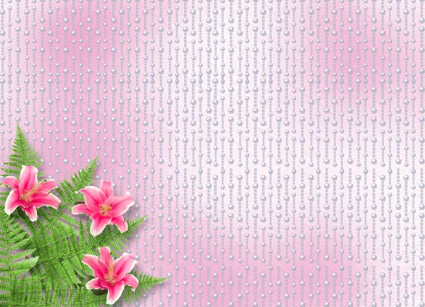 Картка для запрошення або привітання з рожевими ліліями — стокове фото