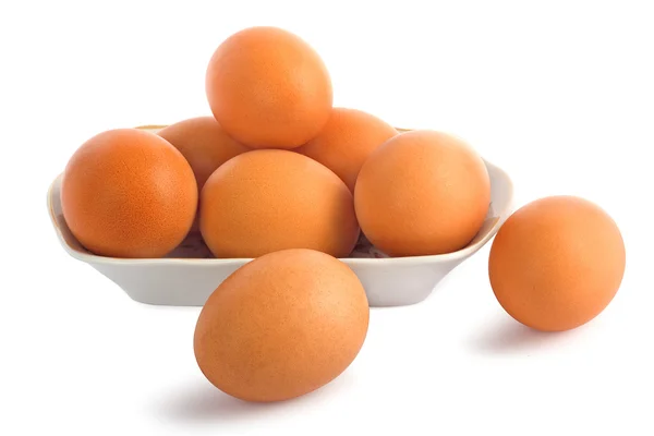 Eier isoliert auf weißem Hintergrund in Nahaufnahme — Stockfoto