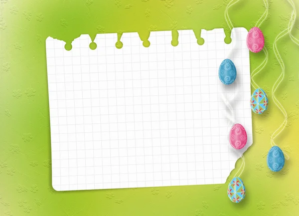 Pastellfärgade bakgrunden med färgade ägg att fira påsk — Stockfoto
