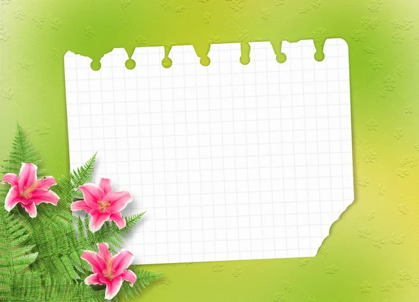 Карточка для приглашения или поздравления с розовыми лилиями — стоковое фото