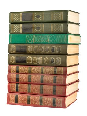 Old antique books on the white isolated background clipart