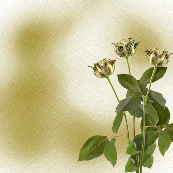 Groeiende rozen op het abstracte achtergrond. Conceptuele afbeelding. — Stockfoto