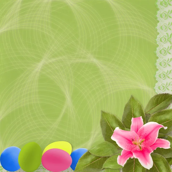 Pastelové pozadí s barevnými vejci na velikonoční oslavu — Stock fotografie