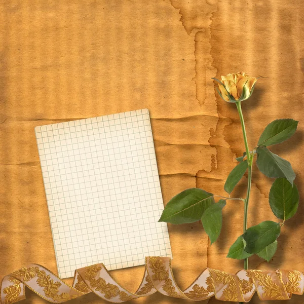 Grunge papier voor heilwens met mooie rozen — Stockfoto