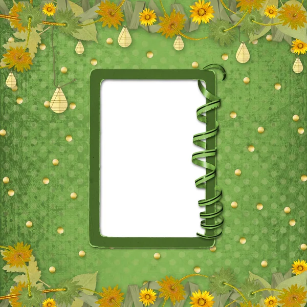 Grunge papers design in scrapbooking style with frame and bunch — Stock Photo, Image