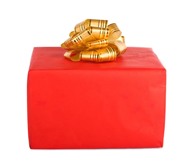De doos van de gift van de vakantie versierd met lint geïsoleerd op witte backgro — Stockfoto