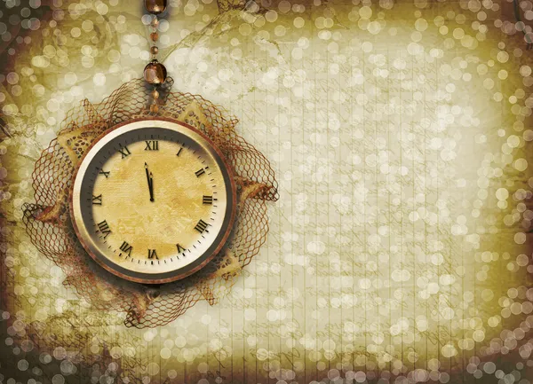 Antieke clock gezicht met kant op de abstracte achtergrond — Stockfoto
