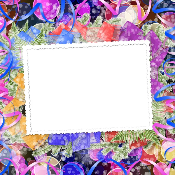 Abstract boke achtergrond met papier frame en bos van takje wazig — Stockfoto