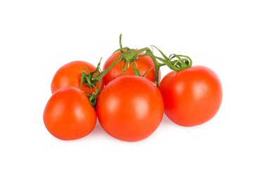 Tomatoes with a green branch isolated on a white background